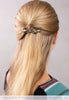 Kristen Flexi Flip with an earthy design made of Brown Jasper and Czech Glass modeled in hair.