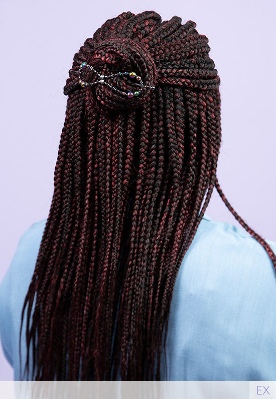 Lisa Flexi Flip with shiny metallic Rainbow Hemalyke shown in hair.