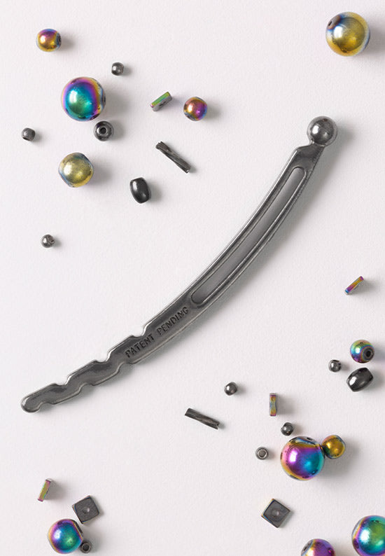 Rainbow Hemalyke beads with pin used to create the Lisa Flexi Flip.