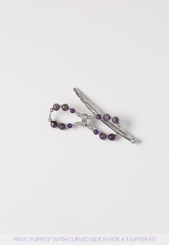 Flexi Flip with natural Amethyst and plated in imitation rhodium.