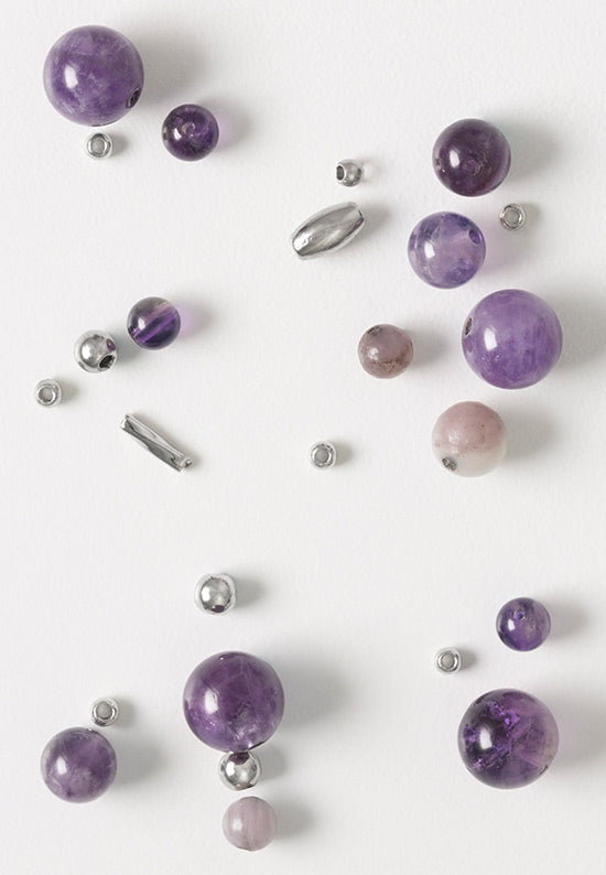 Amethyst stone and nickel beads