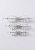 Flexi flip hair clip with glass pearsl and imitation rhodium beads in three sizes.