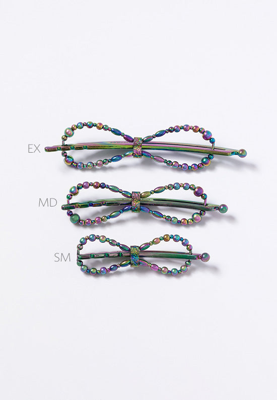 Rainbow Hemalyke Flexi flip hair clip in three sizes.
