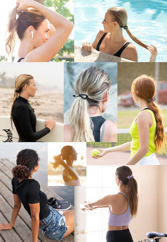 Flexi Sport can be securely worn in hair for a variety of activities.