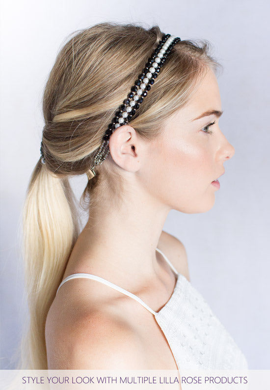 Combined black and white beaded hairband.