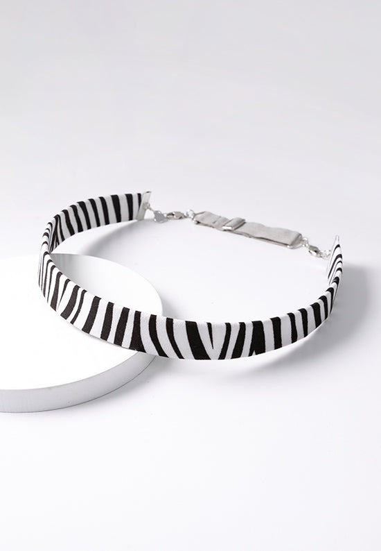 Zebra patterned headband.