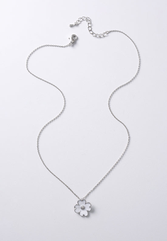 Pearly white Dogwood necklace with a sumptuous bloom.