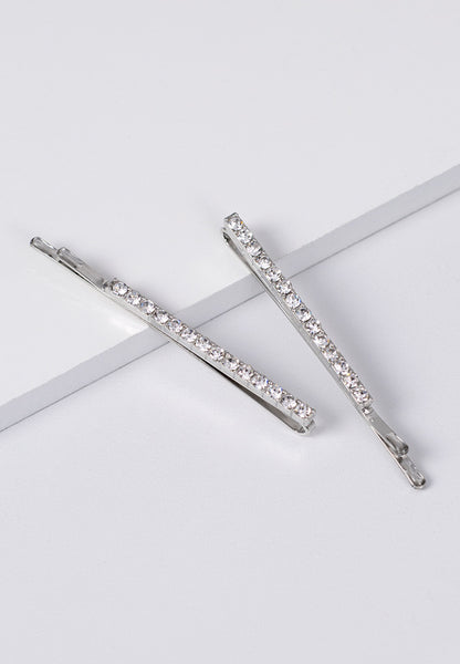 Band of rhinestones set in silvertone bobby pin