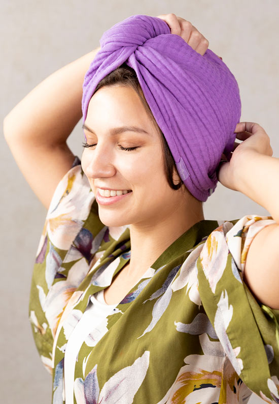 Soft, woven 100% cotton gauze hair towel