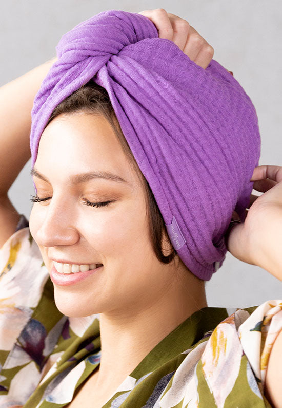 Soft, woven 100% cotton gauze hair towel