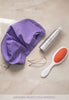 Shower Cap comes in your choice of two beautiful shades of purple with polka dots