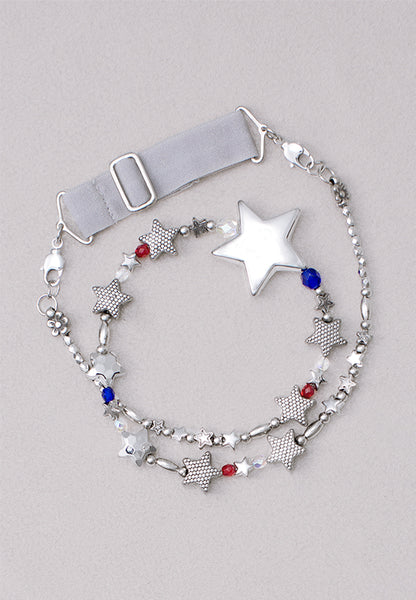 Patriotic Stars hairband with sparkling red, blue and clear crystal accents.