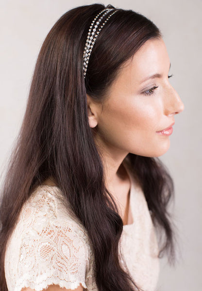 Elegant pearl and crystal headband.