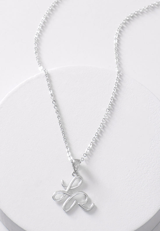 Dainty and delicately designed LR necklace plated in 925 Sterling Silver.