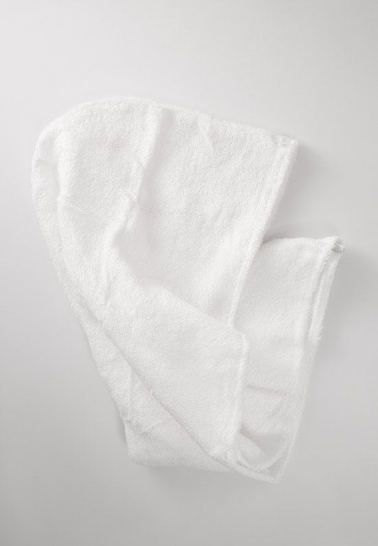 Soft, luxurious white bamboo hair towel with the Lilla Rose logo.